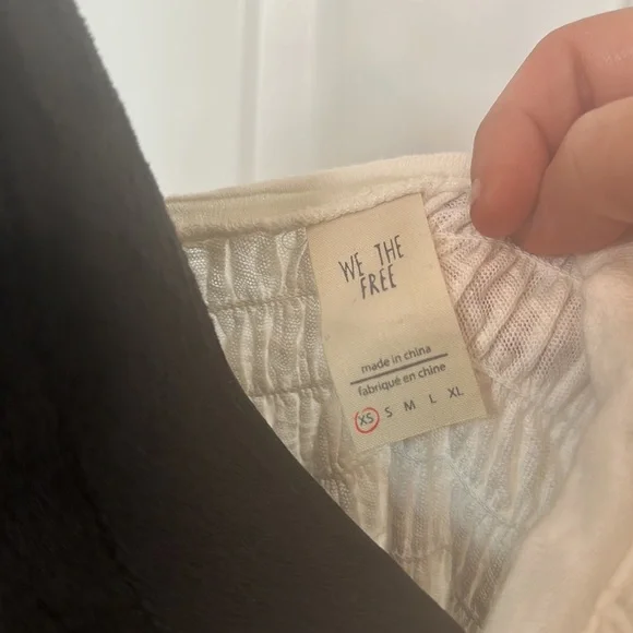 Free People, We The Free Linen and Cotton Blend Ivory Draped Smock Tank - Picture 5 of 7